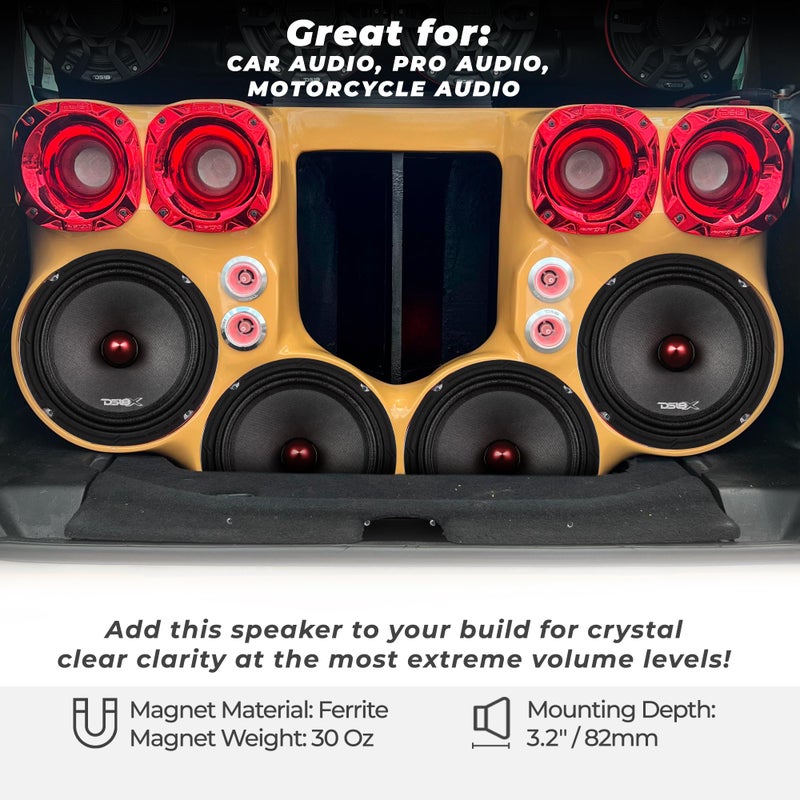 DS18 PRO-X8.4BM Loudspeaker - 8", Midrange, Red Aluminum Bullet, 550W Max, 275W RMS, 4 Ohms - Premium Quality Audio Door Speakers for Car or Truck Stereo Sound System (1 Speaker) - Image 3